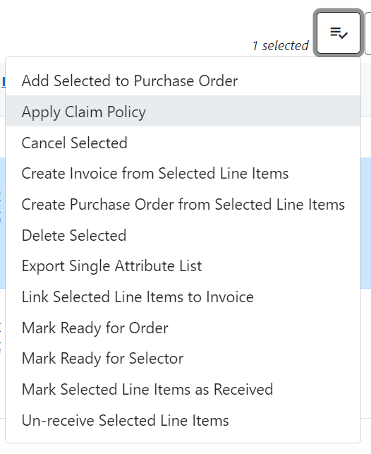 Line Items Search Actions