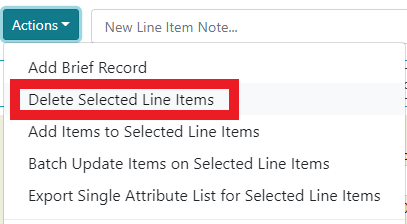 Delete Line Items