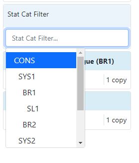 Item stat cat library filter