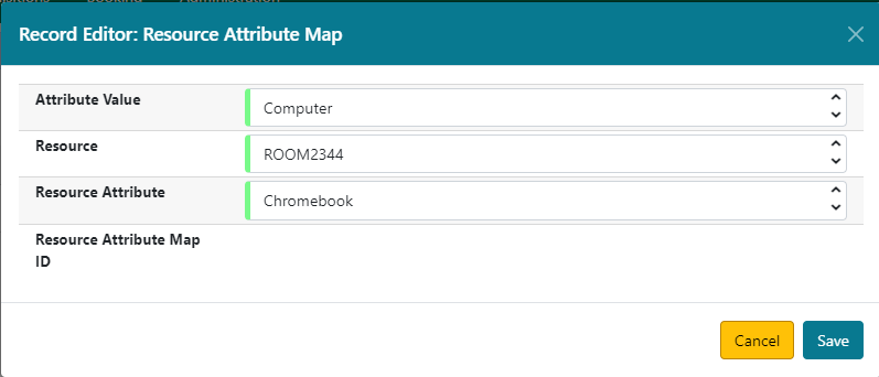 Form for mapping attributes and values to resources with fields for attribute value