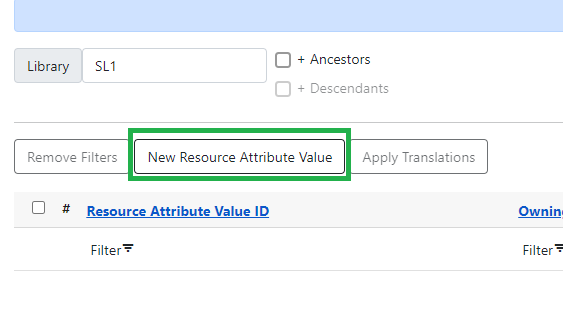 Button for creating a new resource attribute value.