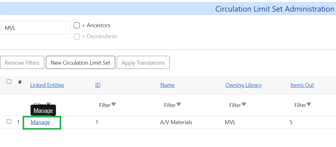 Managing the Circ Limit Set form