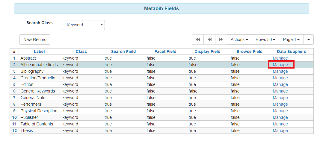 Interface for configuring a virtual index definition with options to manage data suppliers.