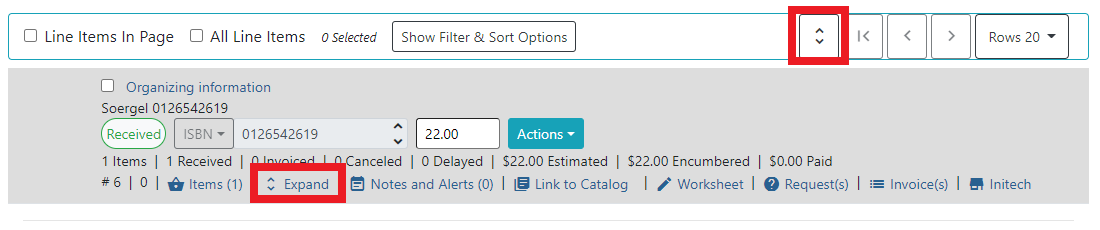 Expand Line Items