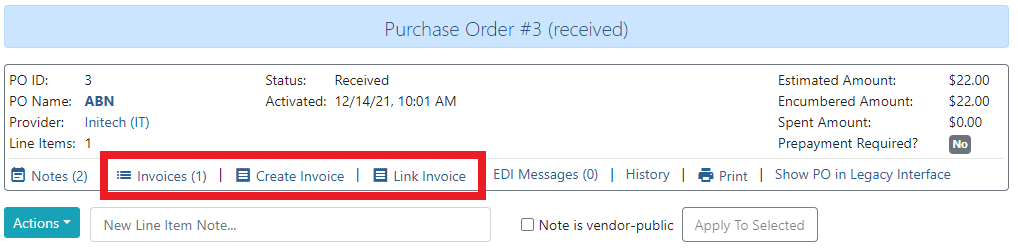 Purchase Order Invoice