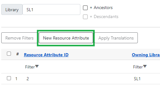 Button for creating a new resource attribute.