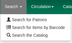 Search for copies by Barcode option in the Search menu.