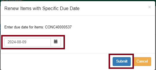 Renew items with a specific due date