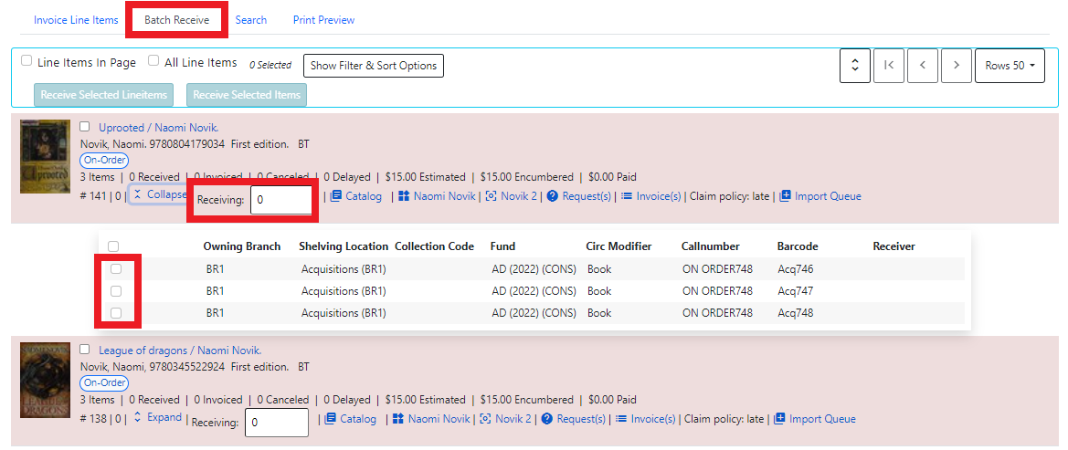 Invoice Batch Receive