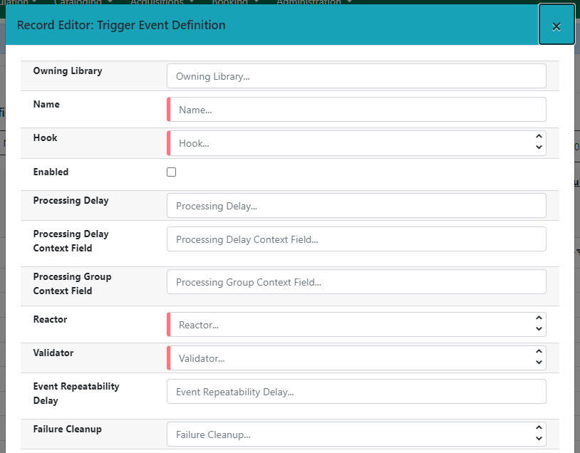 Event Definition Details