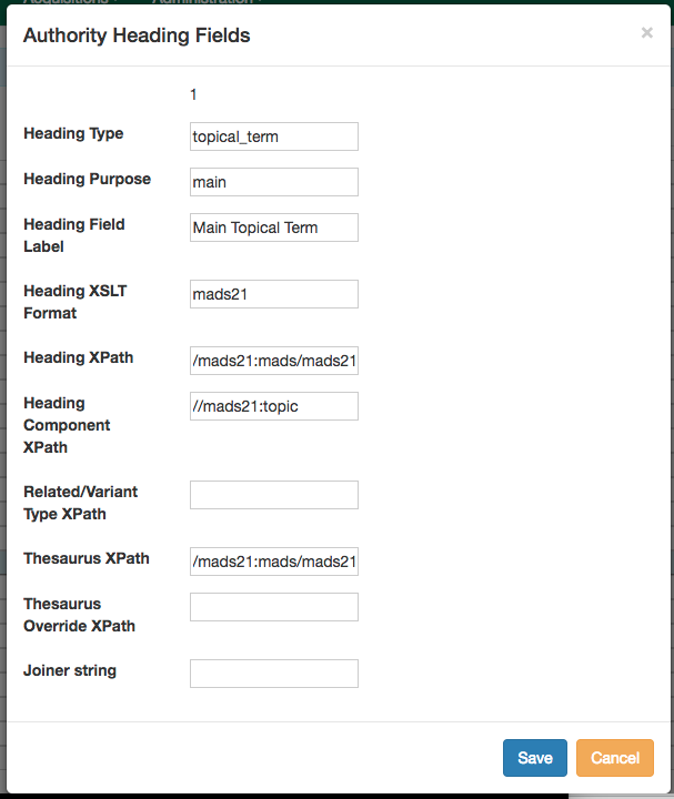 Authorities Heading Field Edit Form