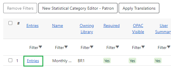 Patron stat cat entries link