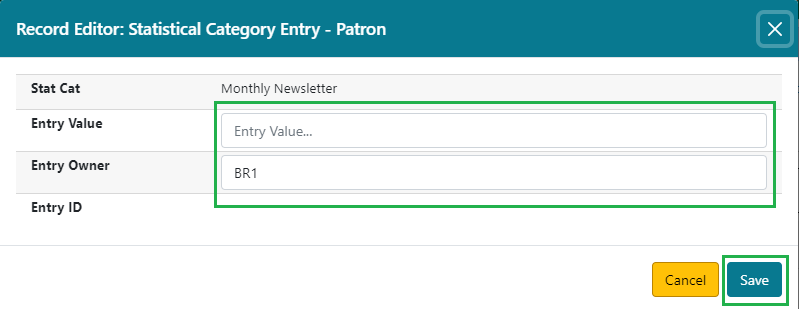 Patron stat cat entry form