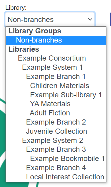 Shelving Location Group Display Example