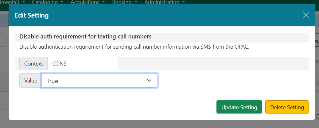 Library Setting to disable SMS auth/login requirement