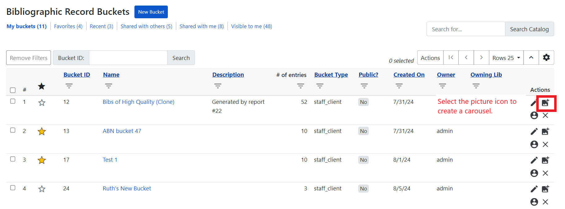 Create Carousel from Bucket