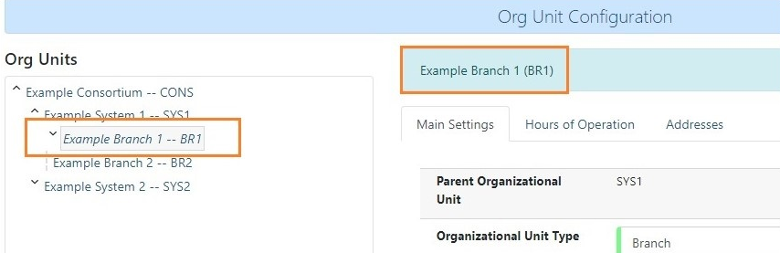 Organizational unit configuration