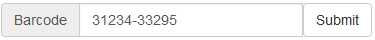 Item barcode entry screen with a submit button.