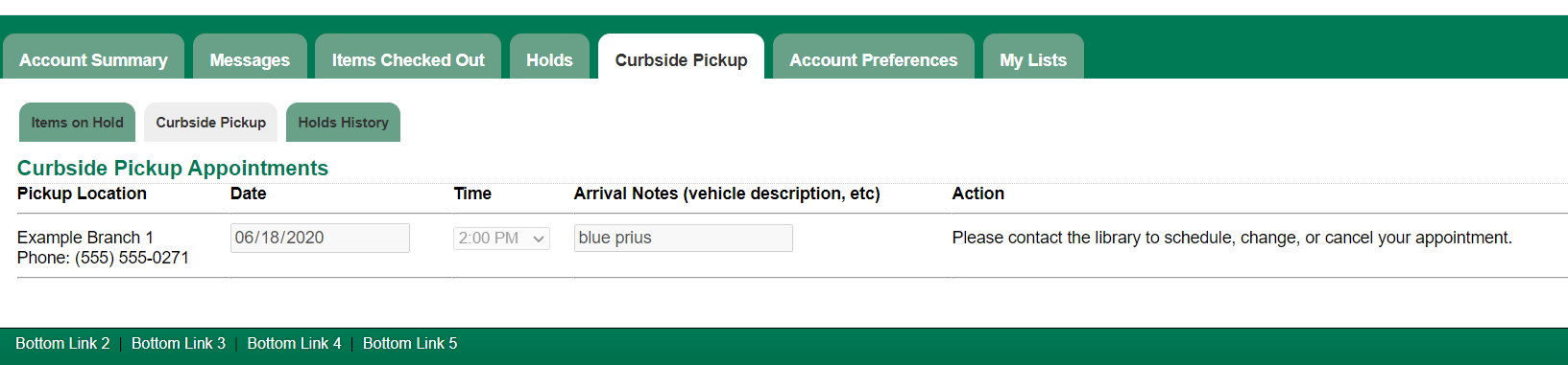 Patron Curbside Appointments are Disabled