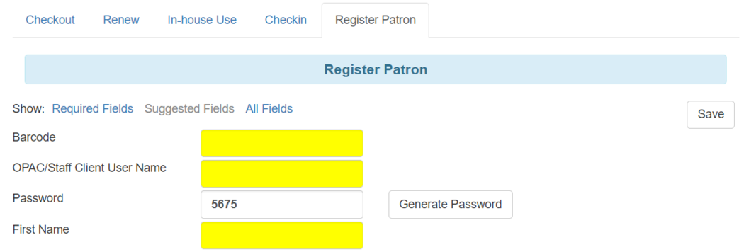 Patron registration