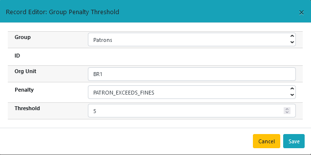 Group Penalty Threshold Editor