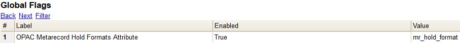 Global Flag configuration for OPAC Metarecord Hold Formats Attribute set to mr_hold_format.