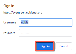 Screenshot of a sign in modal with username and password fields. The sign in button is highlighted.