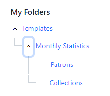 Updated folder tree showing three levels; Templates, sub-folder Monthly Statistics, and sub- sub-folders Patrons and Collections.