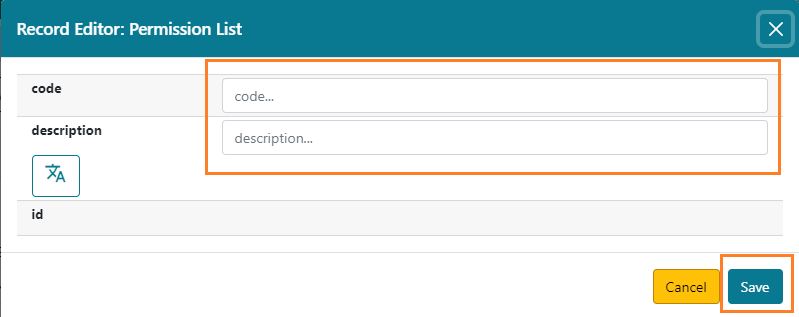 Permission entry record editor