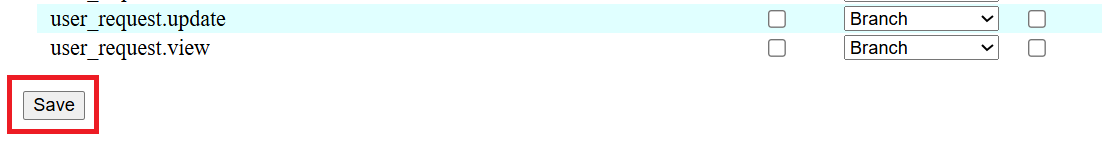 Saving permissions changes in the staff account