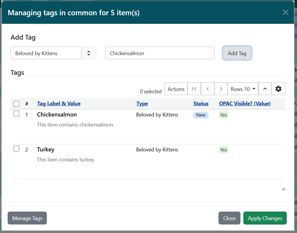 Tags Modal in batch mode