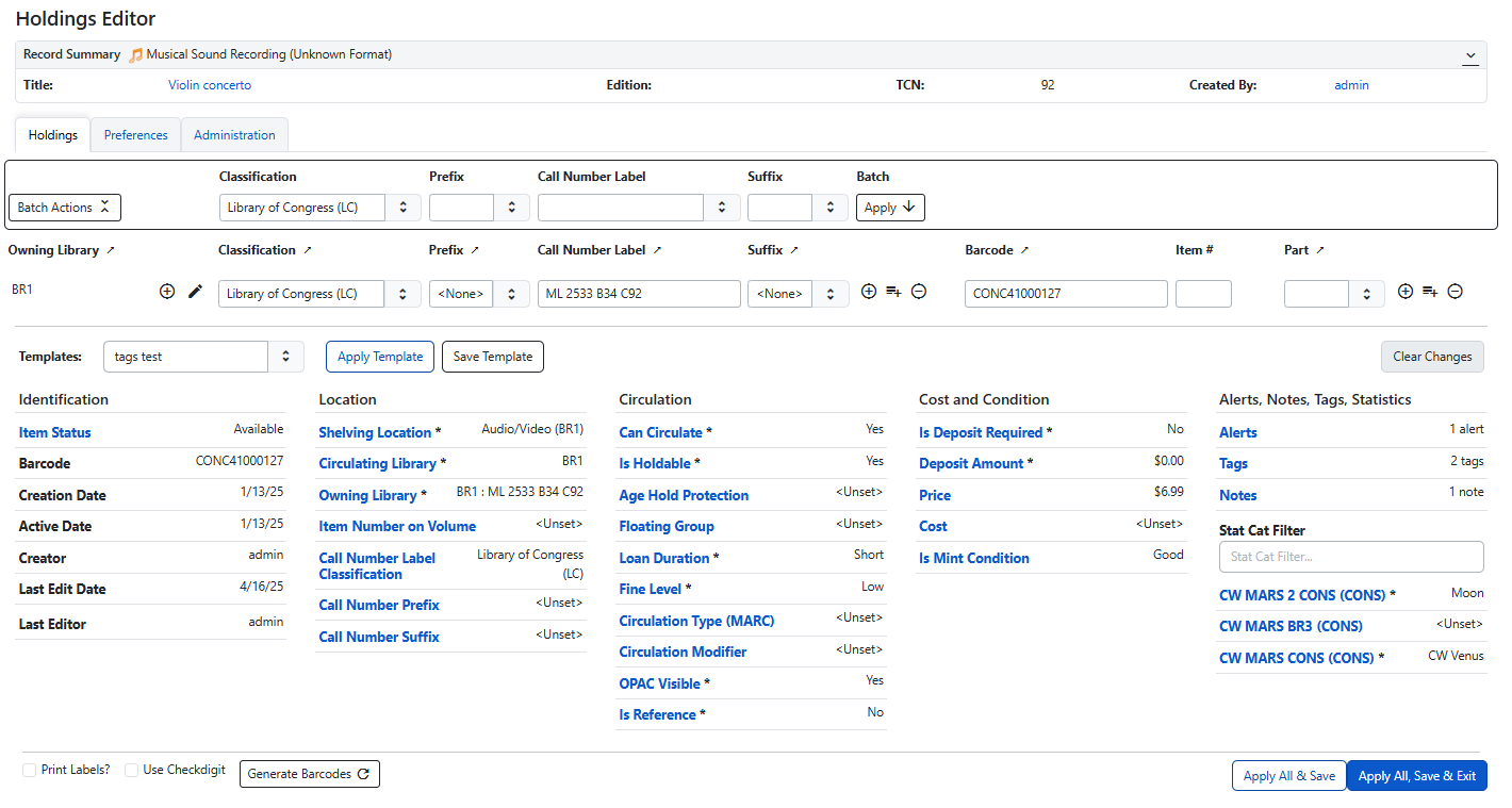 Holdings Editor
