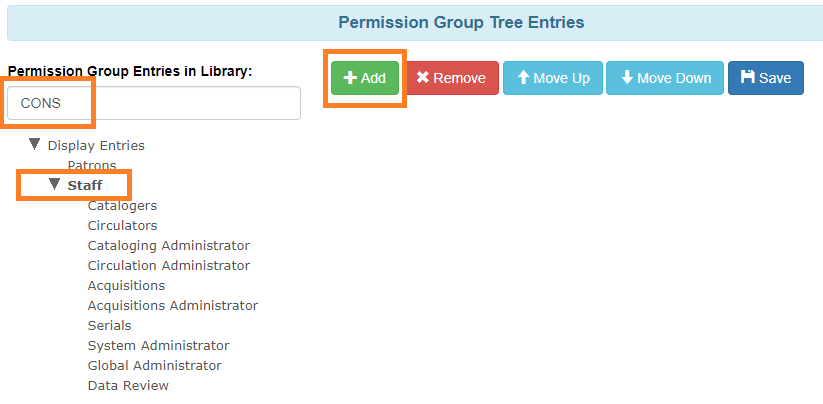 Add permission group to display tree