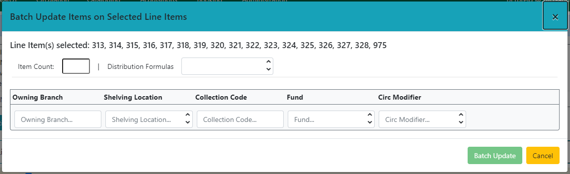 Batch Update Items Modal