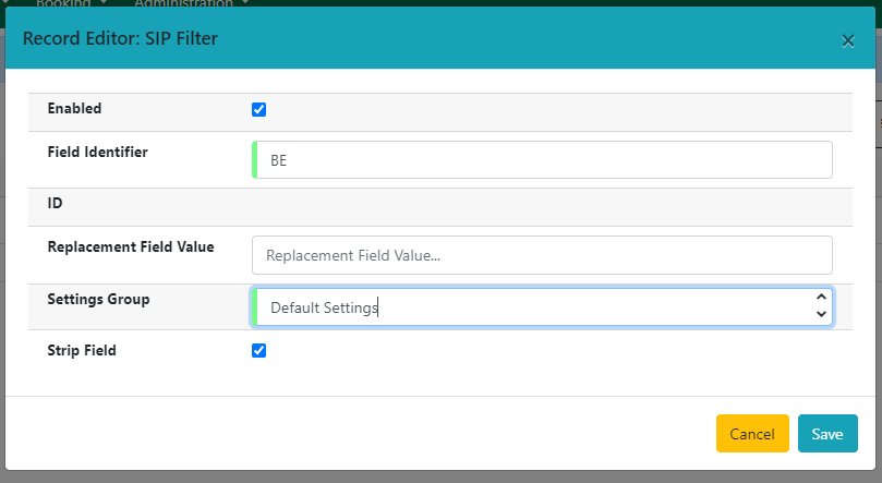 Example of field redaction