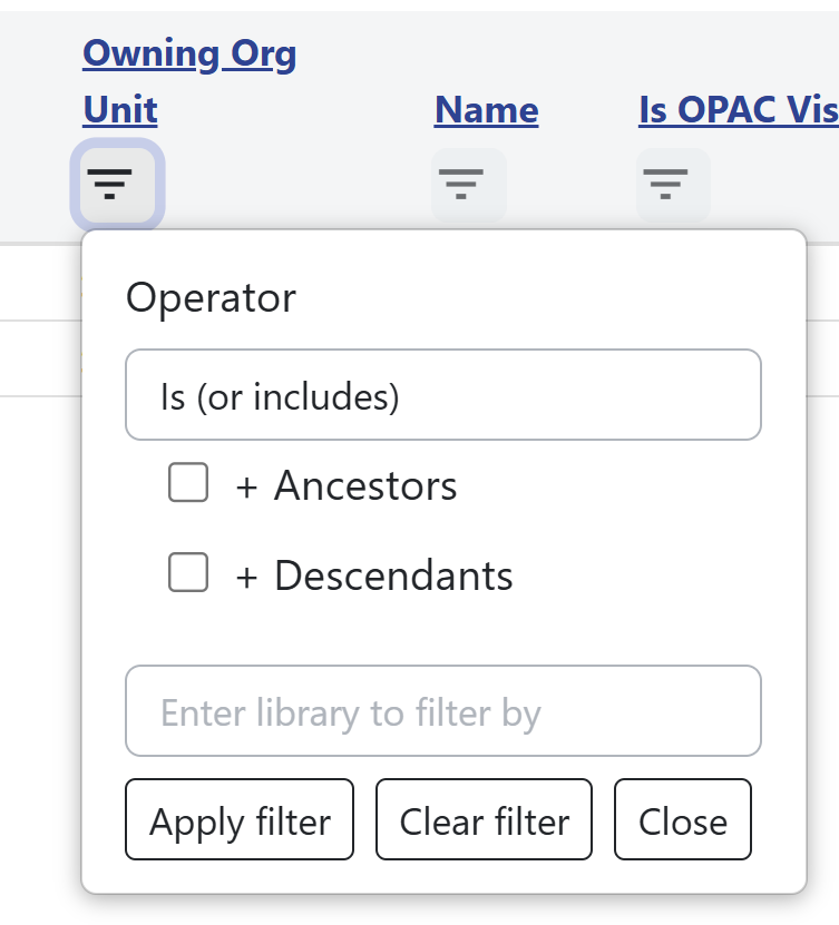 Organizational Unit Filter