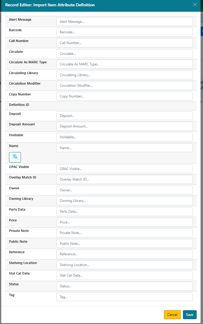 New Import Item Attribute Definition