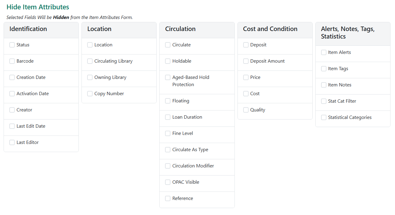 Hide Item Attributes