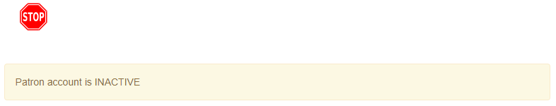Account alert for inactive patron account