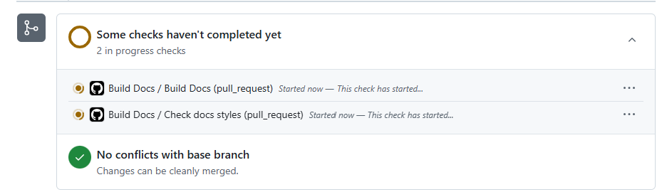 Example checks pending