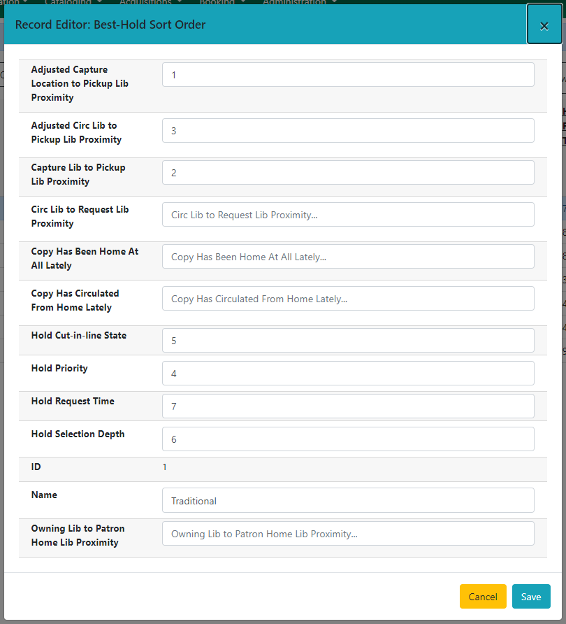 Edit Best-Hold Selection Sort Order