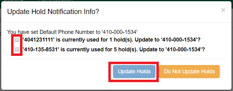 Update Hold Notifications