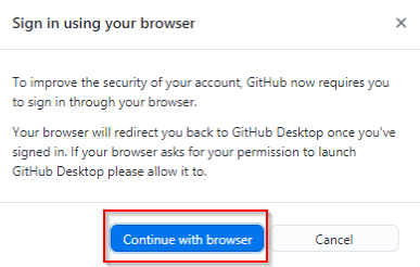 Github Destop Sign in with Browser Screenshot