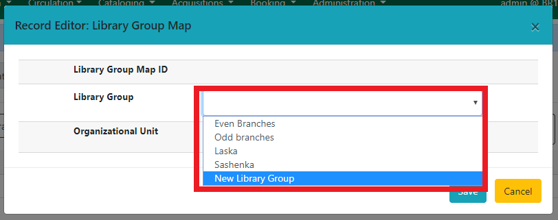 Library Group Dropdown
