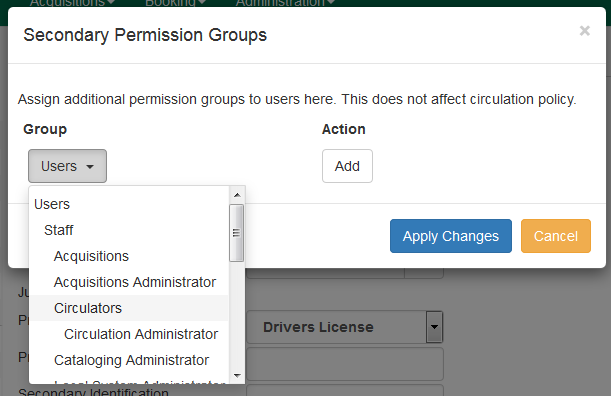 Secondary Permission Group List