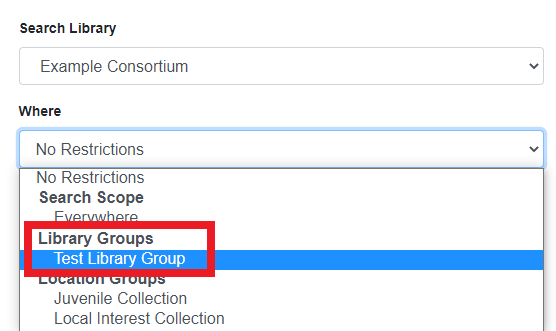 Library Groups in Advanced Search