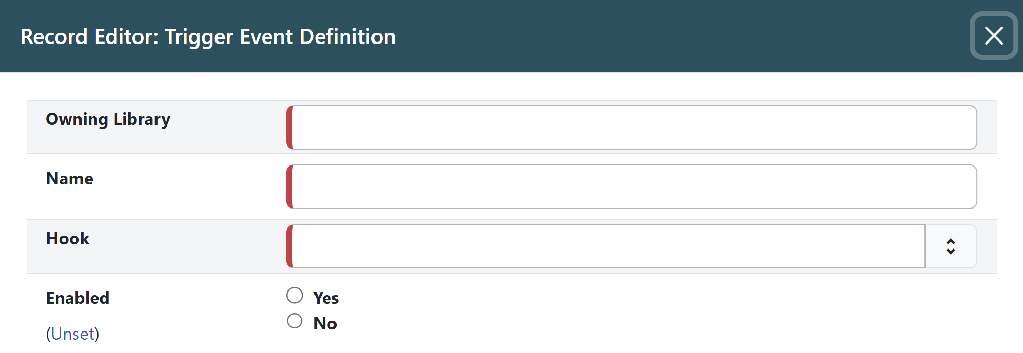 The first few fields of the New Event Definition form.