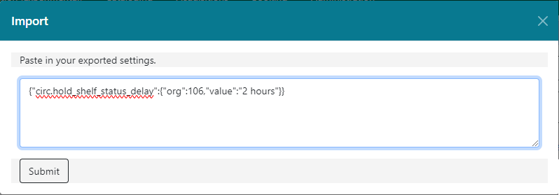 Importing Library Settings