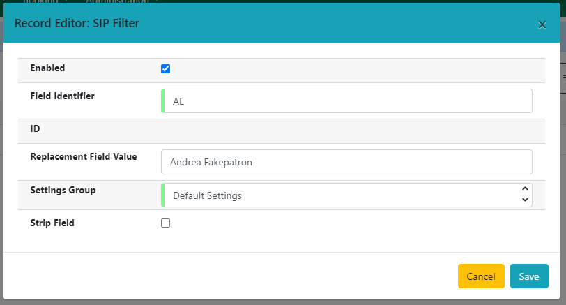 Example of field replacement