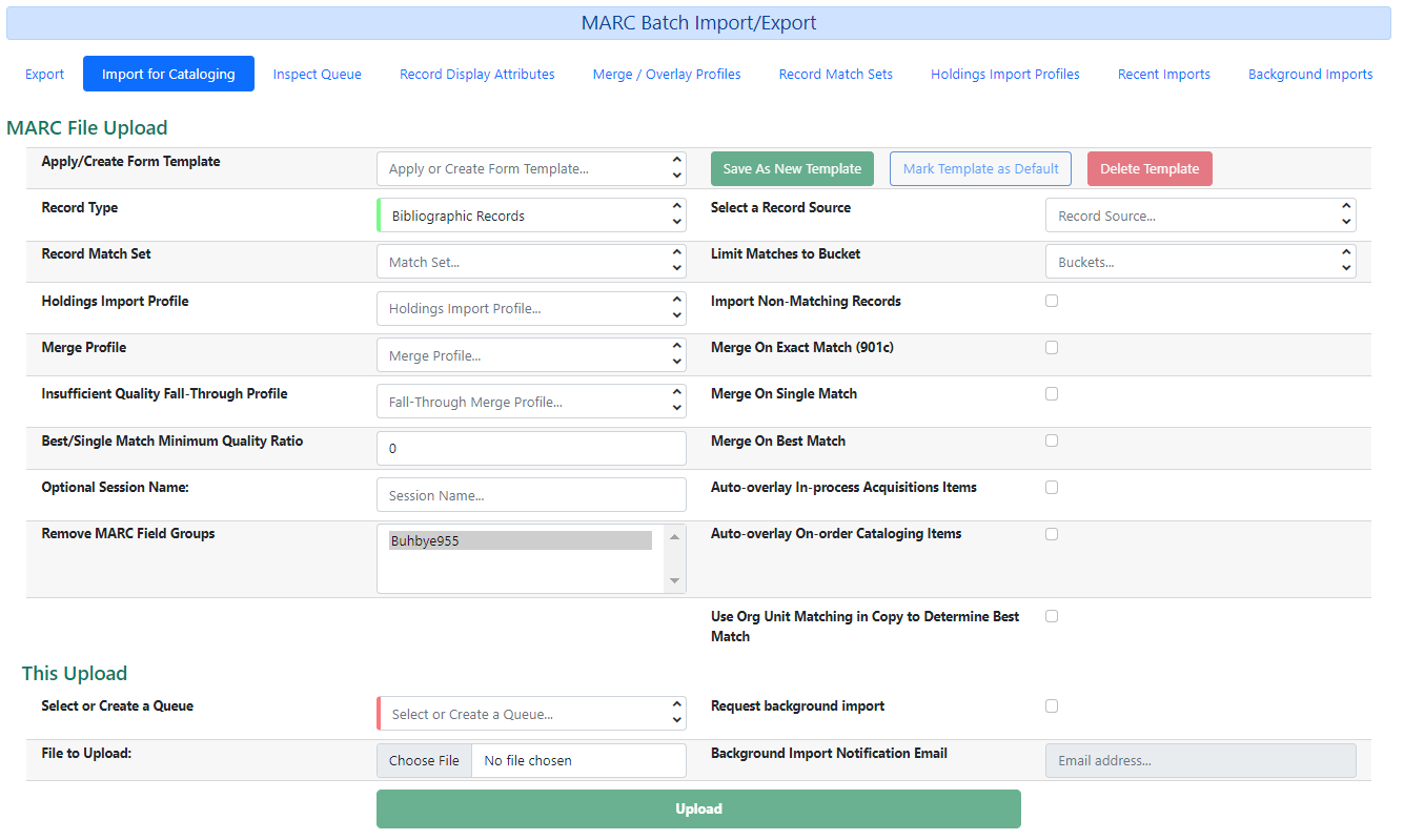 Importing Records interface